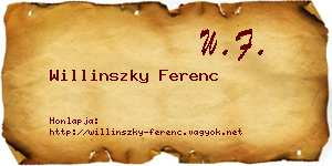 Willinszky Ferenc névjegykártya